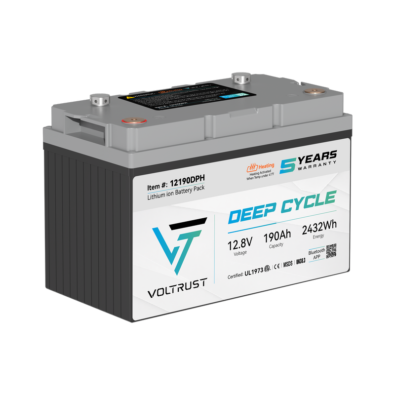 UL1973 VolTrust 12V 190Ah Self-Heating LiFePO4 Battery – 12190DPH