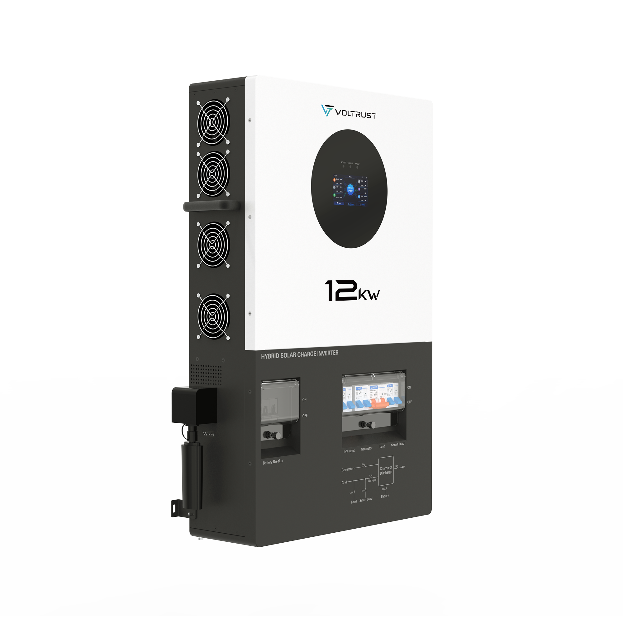 VolTrust 12kW 120/240V Split-Phase Hybrid Inverter with 200A Bypass