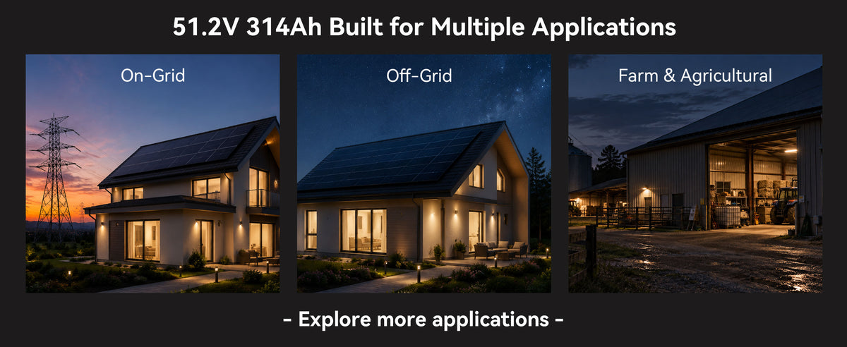 VolTrust LS51314 51.2V 314Ah LiFePO4 battery for on-grid, off-grid and agricultural energy storage applications
